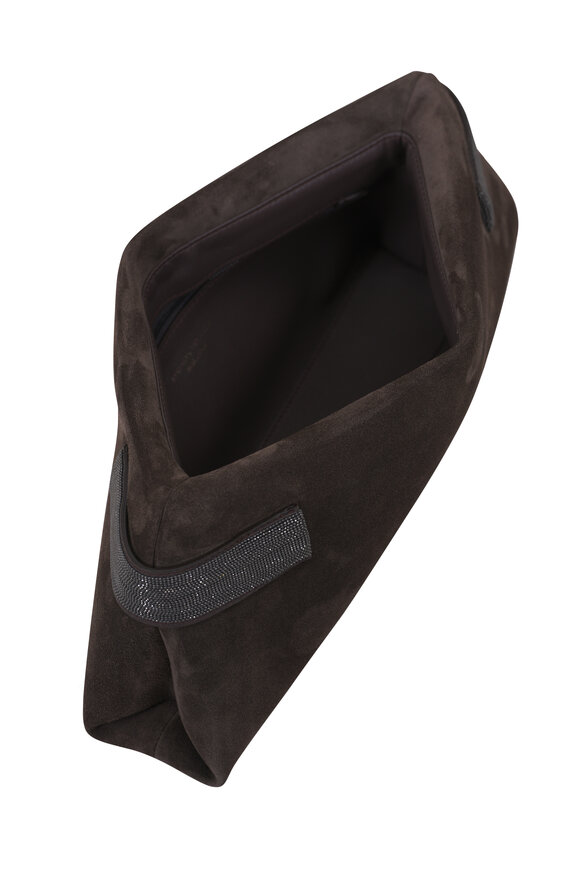 Brunello Cucinelli Brown Suede Essence Clutch - view 6