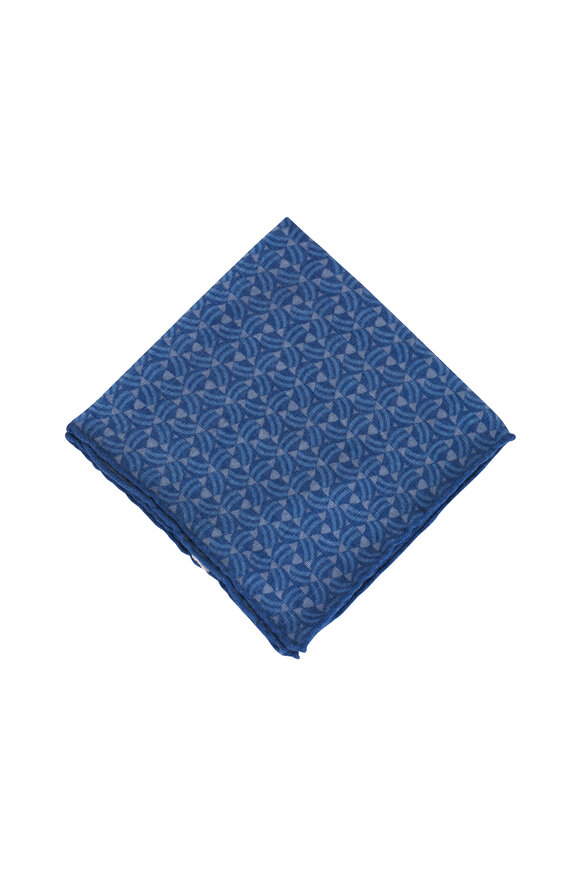 Paolo Albizzati Dark Blue Geometric Pocket Square - view 1