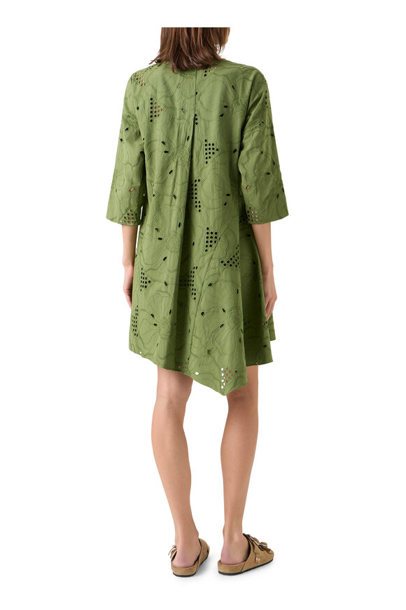 Akris Punto Green Tea Embroidered Eyelet Mini Dress - view 3