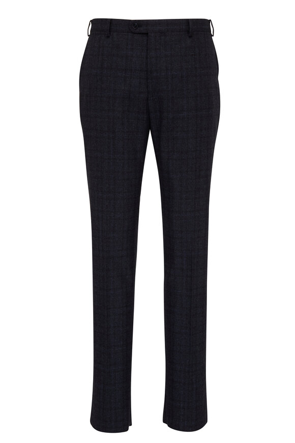 Atelier Munro - Dark Navy Tonal Plaid Stretch Wool Suit