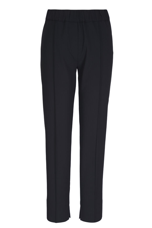 D.Exterior Black Wool Front Pleat Pull On Pant