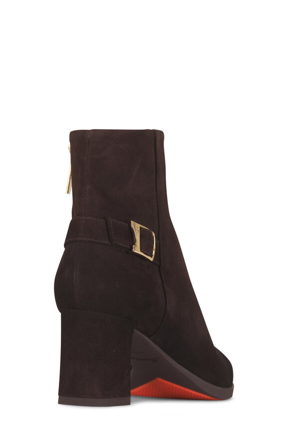 Santoni Elly Dark Brown Suede Short Boot, 65mm - view 4