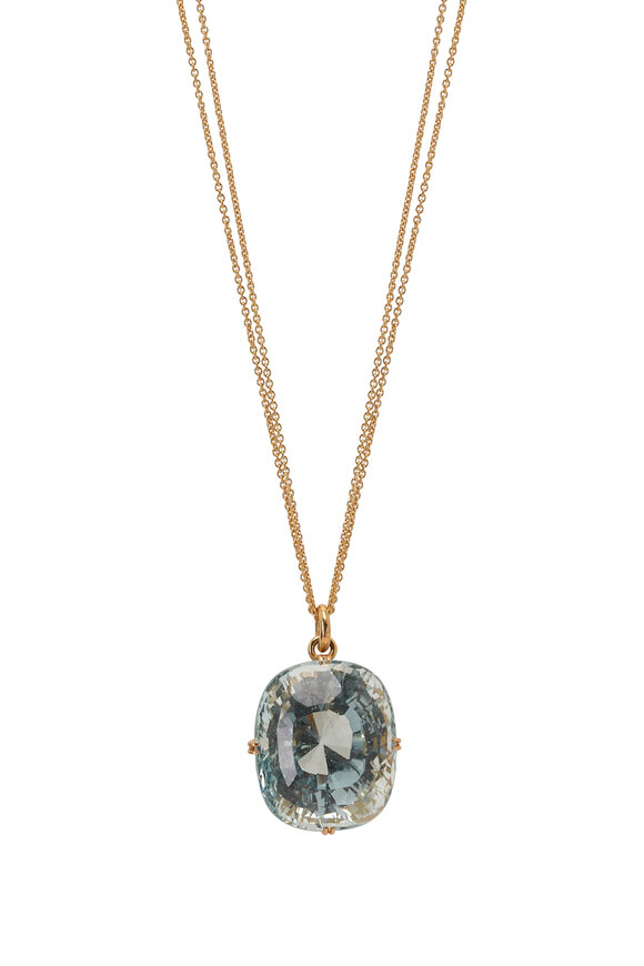 Renee Lewis - Antique Natural Aquamarine Pendant Necklace