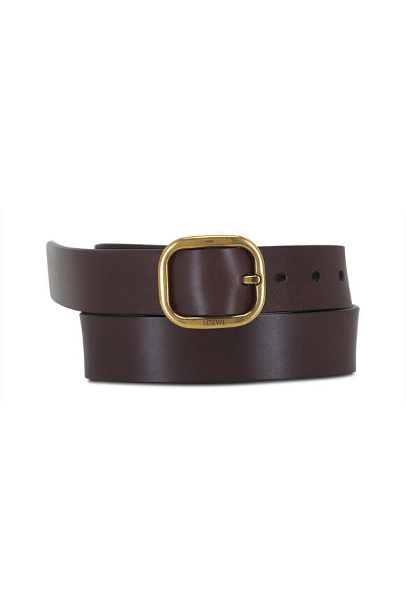 Loewe Dark Brown & Gold Round Soft Leather Belt