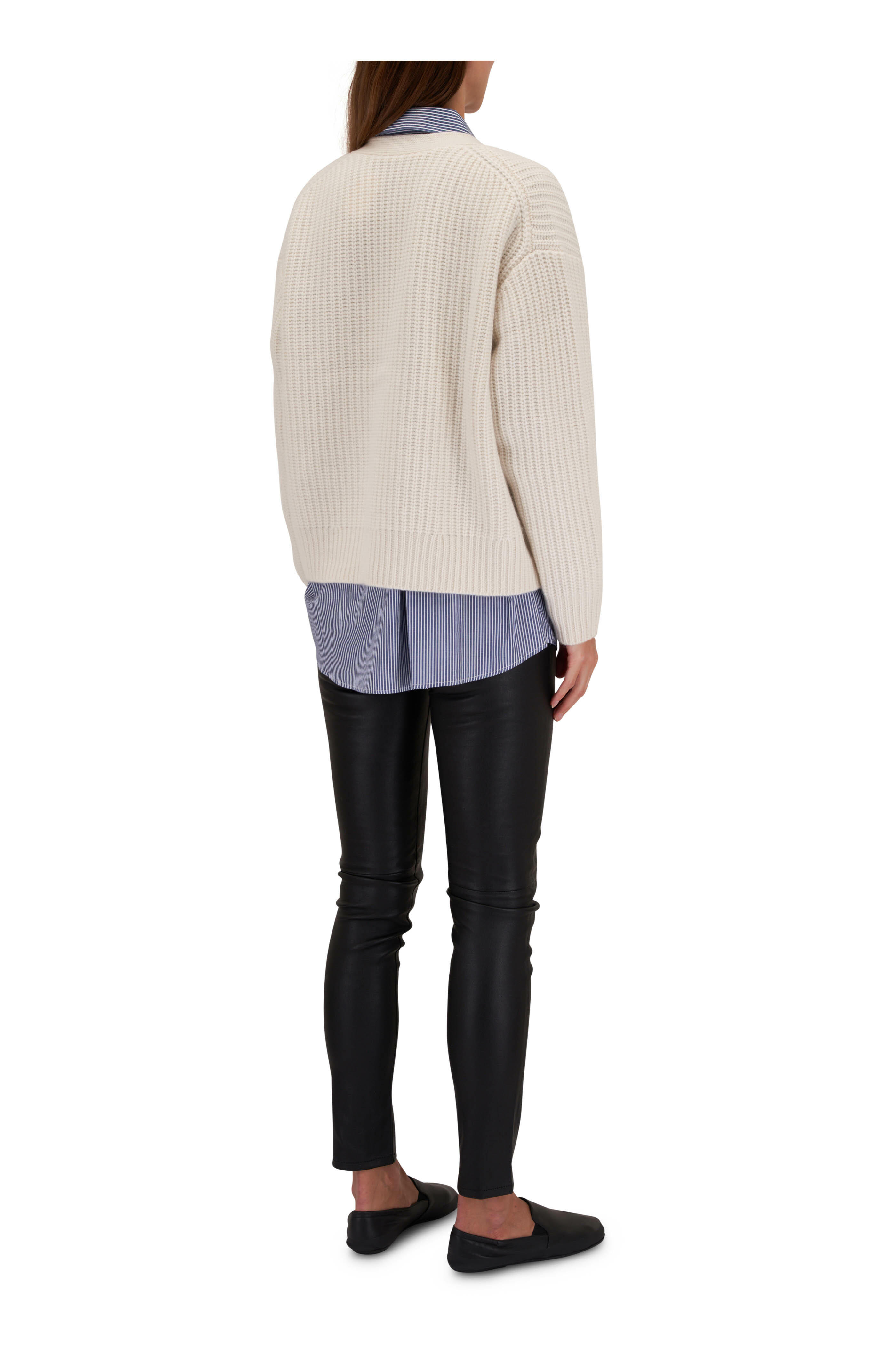 Nili Lotan - Trina Cashmere Sweater Ivory/Dark Navy Stripe M