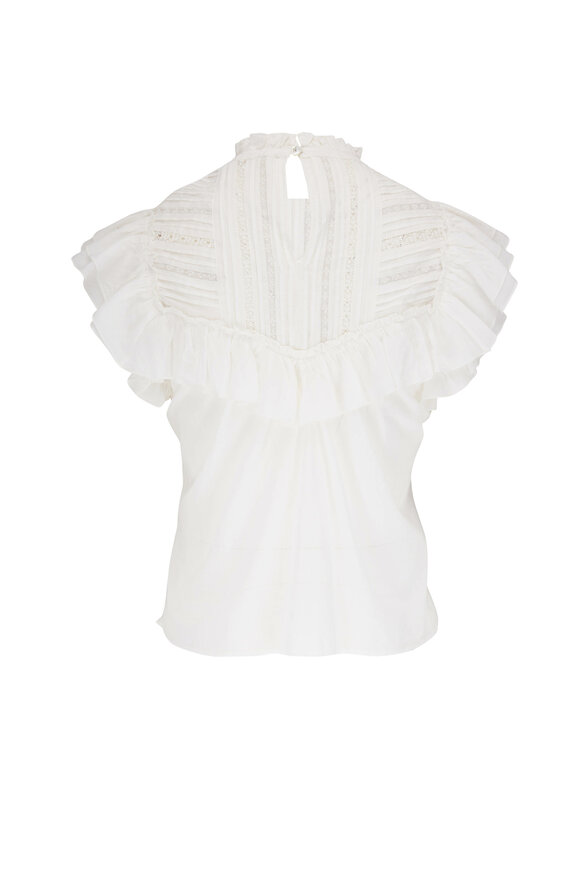 Veronica Beard - Tamsyn White Ruffle Trim Top 