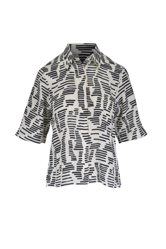 Akris Dance Movements Black & White Linen Shirt - view 1