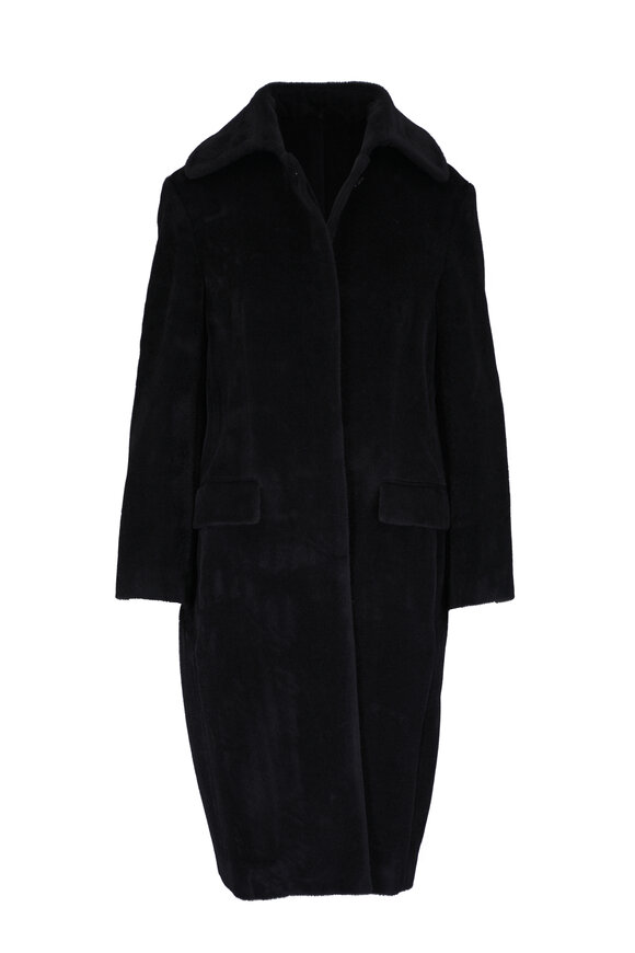 Giorgio Armani - Gray Shearling Stand Collar Reversible Coat