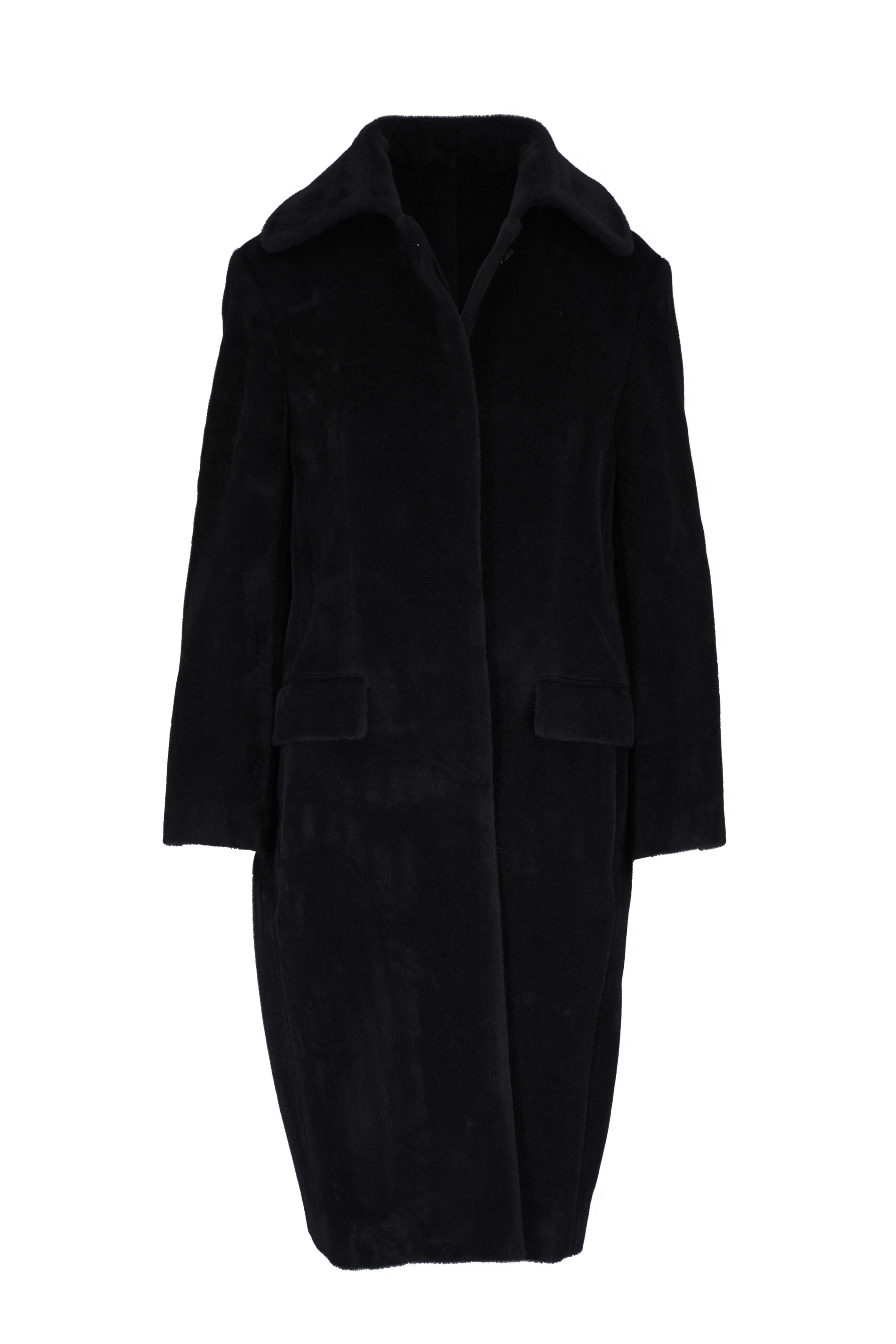 Kiton - Black Alpaca & Wool Long Coat
