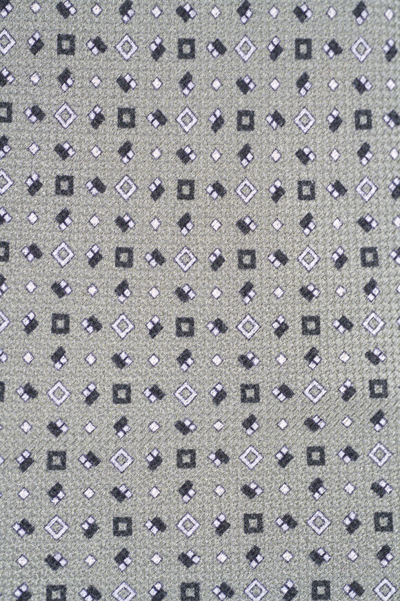Brioni Khaki Micro Print Flannel Silk Necktie - view 2