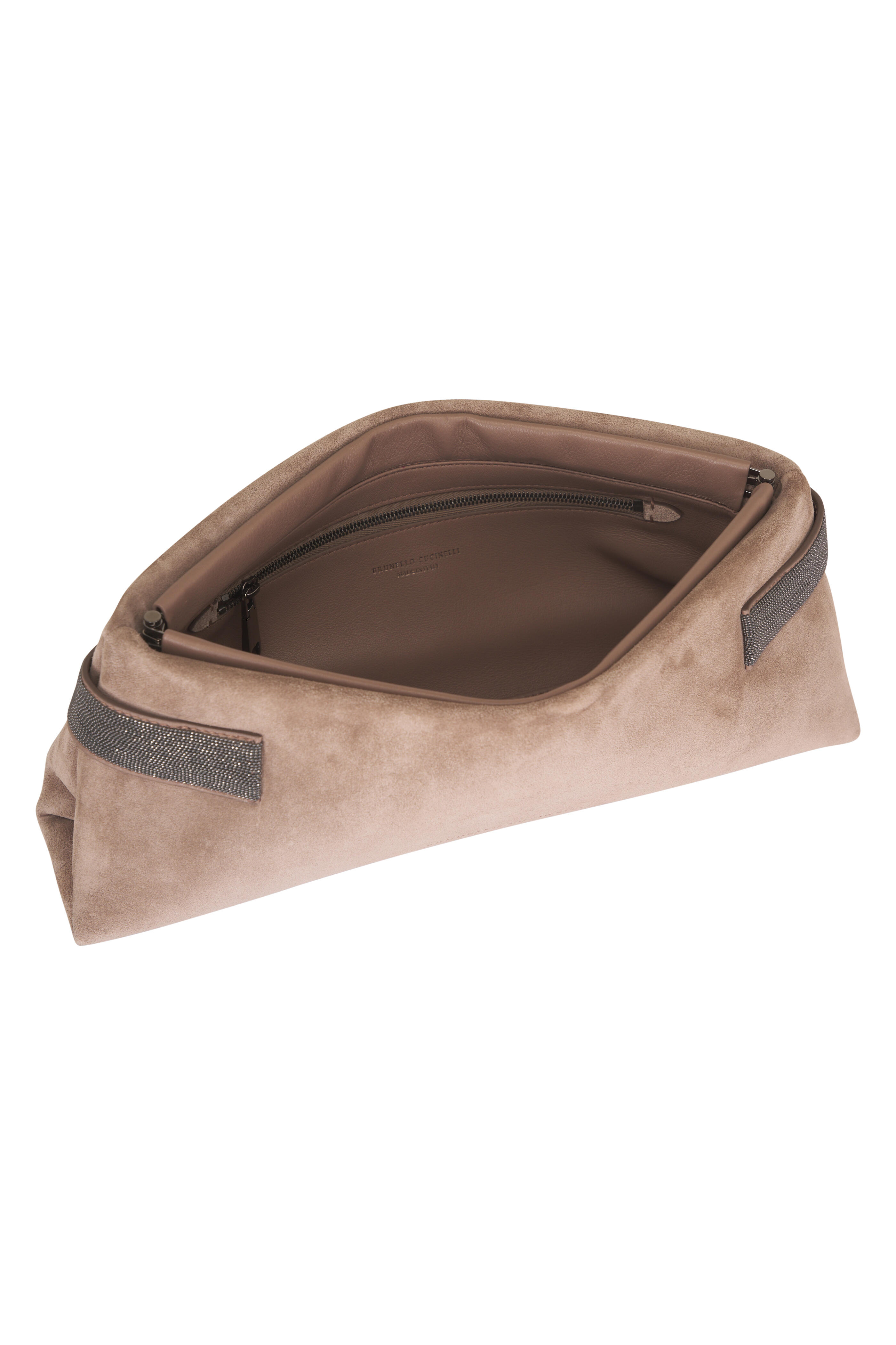 Brunello Cucinelli - Essence Taupe Suede Clutch - view 4
