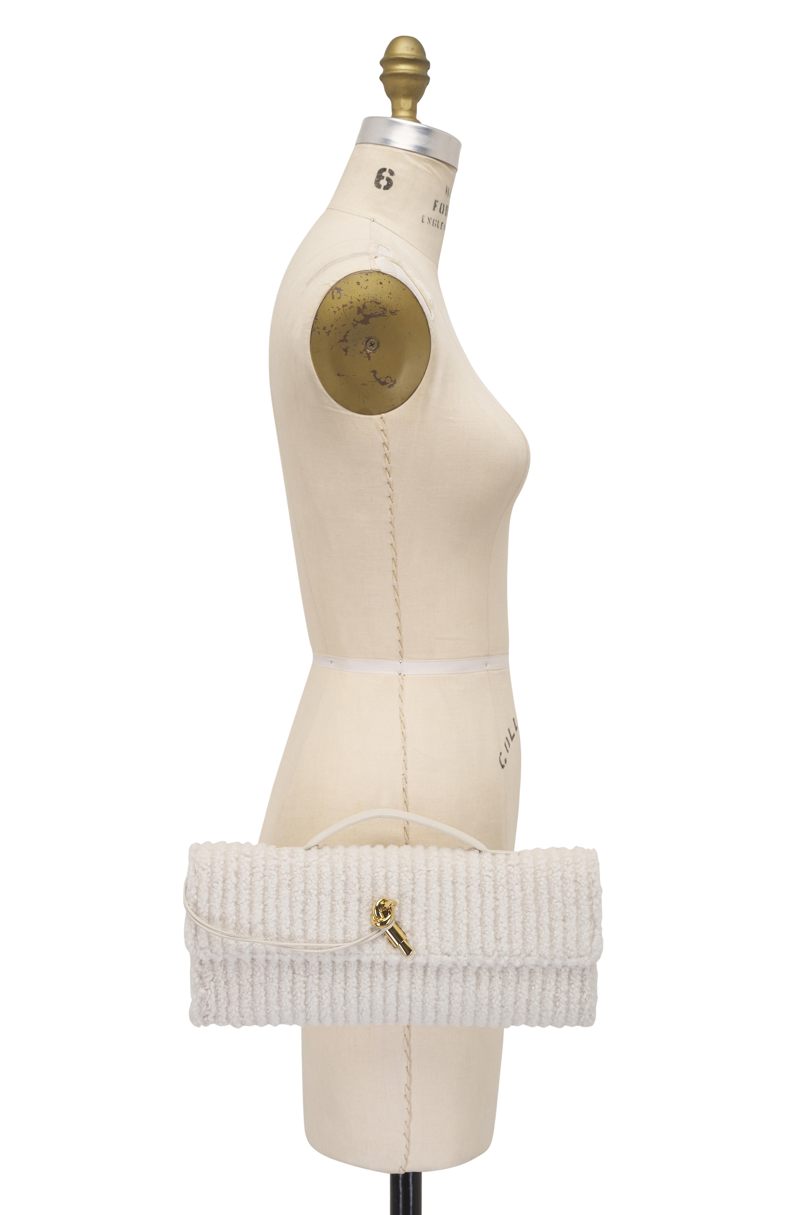 Bottega Veneta - Andiamo Plaster Corduroy Shearling Clutch