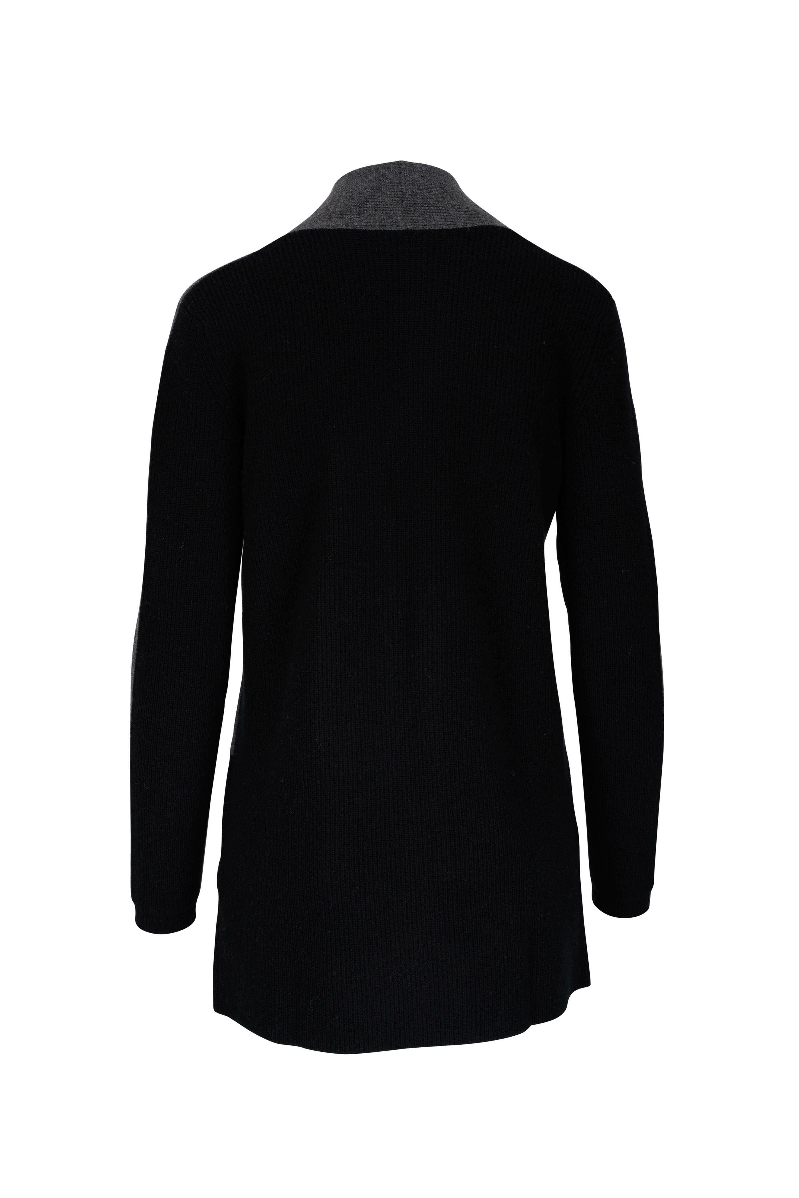 Kinross - Flannel & Black Colorblock Cashmere Cardigan