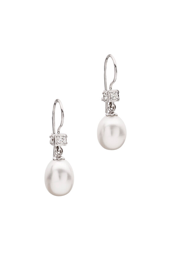 Paul Morelli - White Gold Freshwater Pearl Diamond Earrings