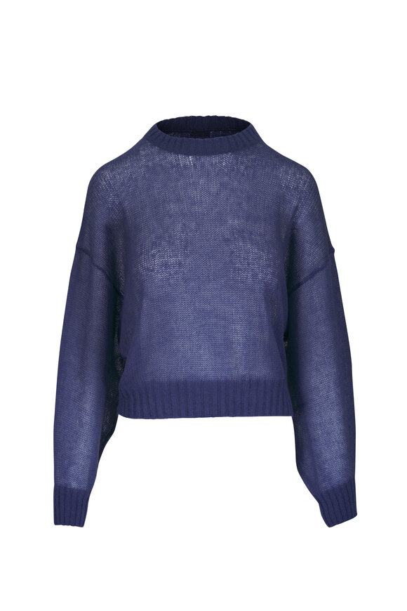 Brunello Cucinelli Blue Mohair Basic Crewneck