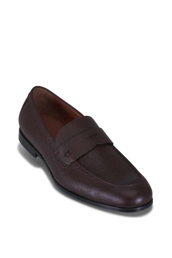 Ferragamo Tiberio Dark Brown Leather Loafer