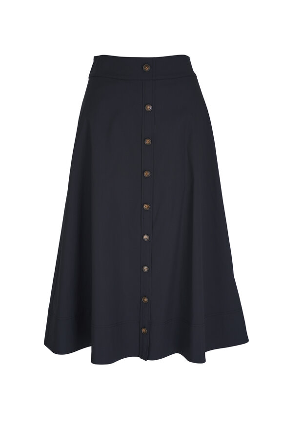 Veronica Beard - Karel Black Button Front Skirt