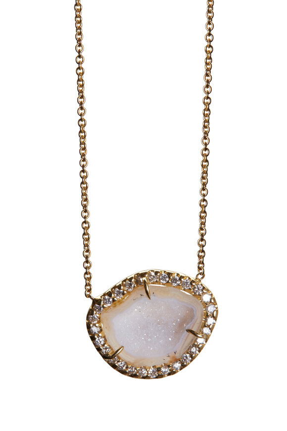 Kimberly McDonald - Yellow Gold Light Geode & Diamond Pendant Necklace