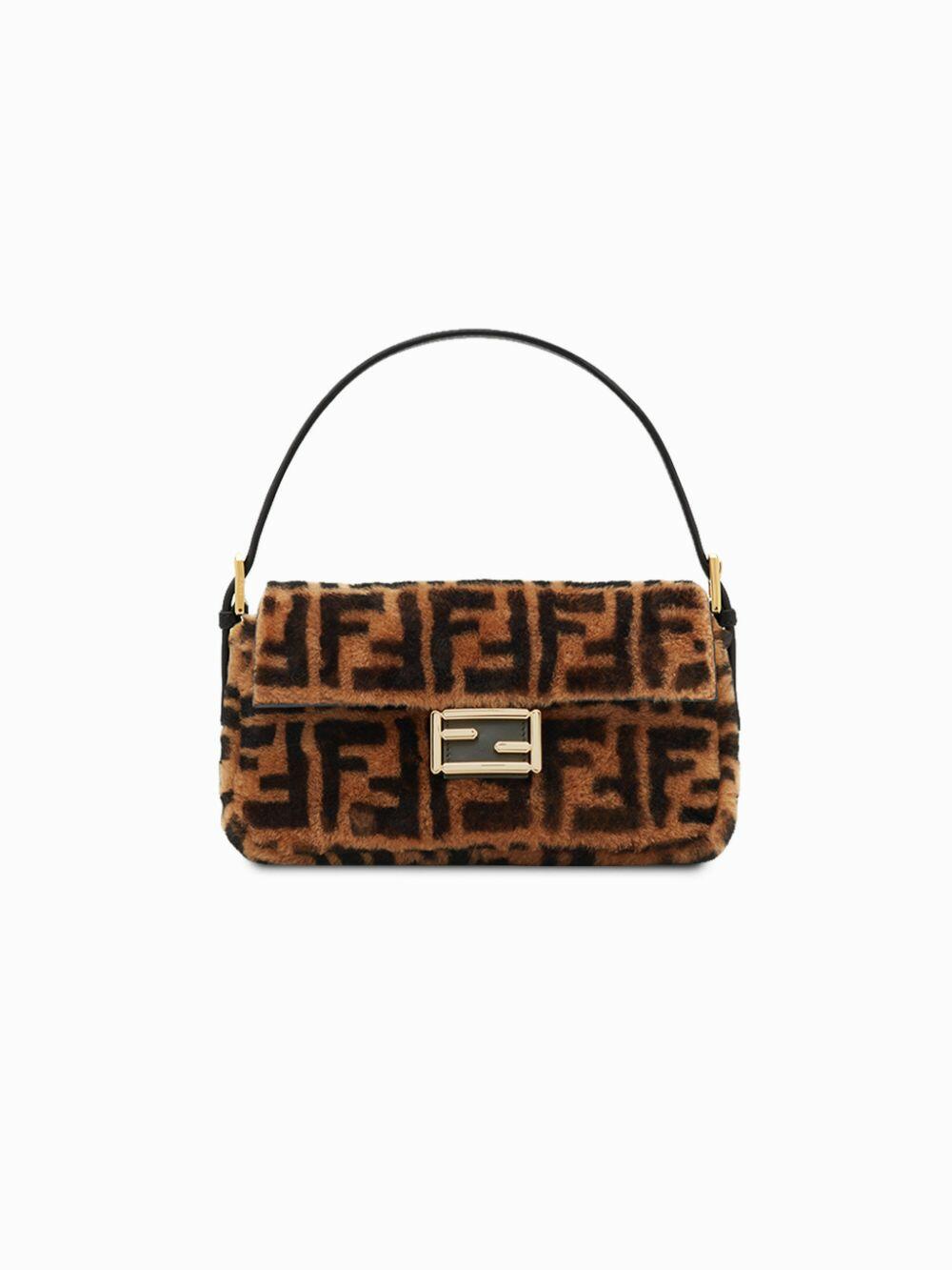 Fendi - Tobacco Sheepskin Logo Embossed Baguette