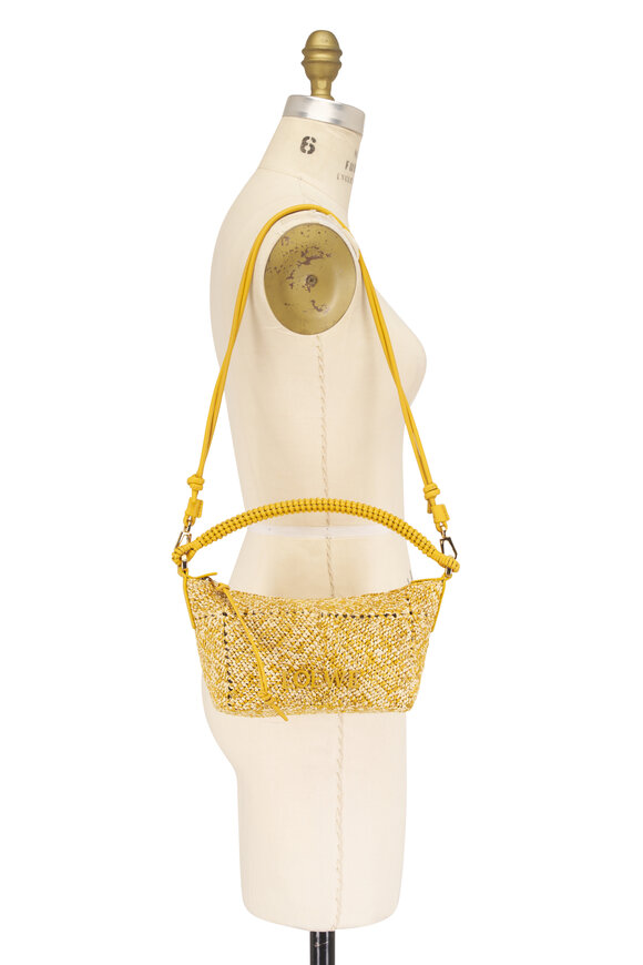 Loewe Cala Mustard Leather & Raffia Top Handle Bag - view 7
