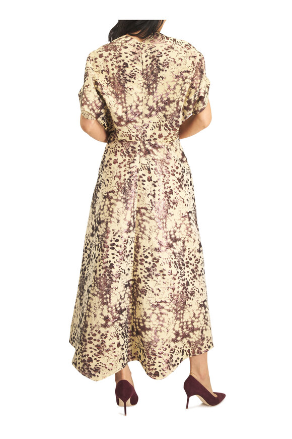 Zero + Maria Cornejo Long Aki Wave Copper Spot Metallic Jacquard Dress - view 4