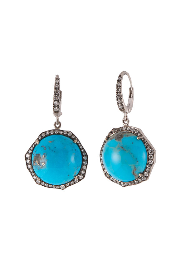 Sylva & Cie 18k White Gold Turquoise Dangle Earrings