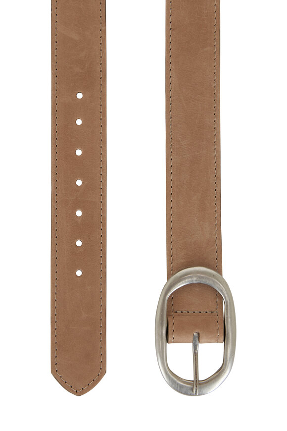 Kim White - Beige Suede Oval Buckle Belt