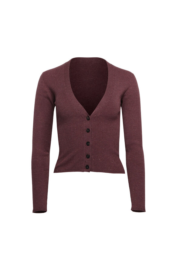 Brunello Cucinelli Mauve Cashmere Lurex Cardigan
