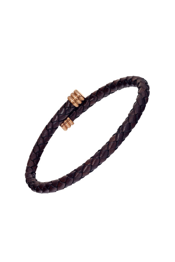 Jan Leslie Stainless Steel Brown Leather Adjustable Bracelet - view 1