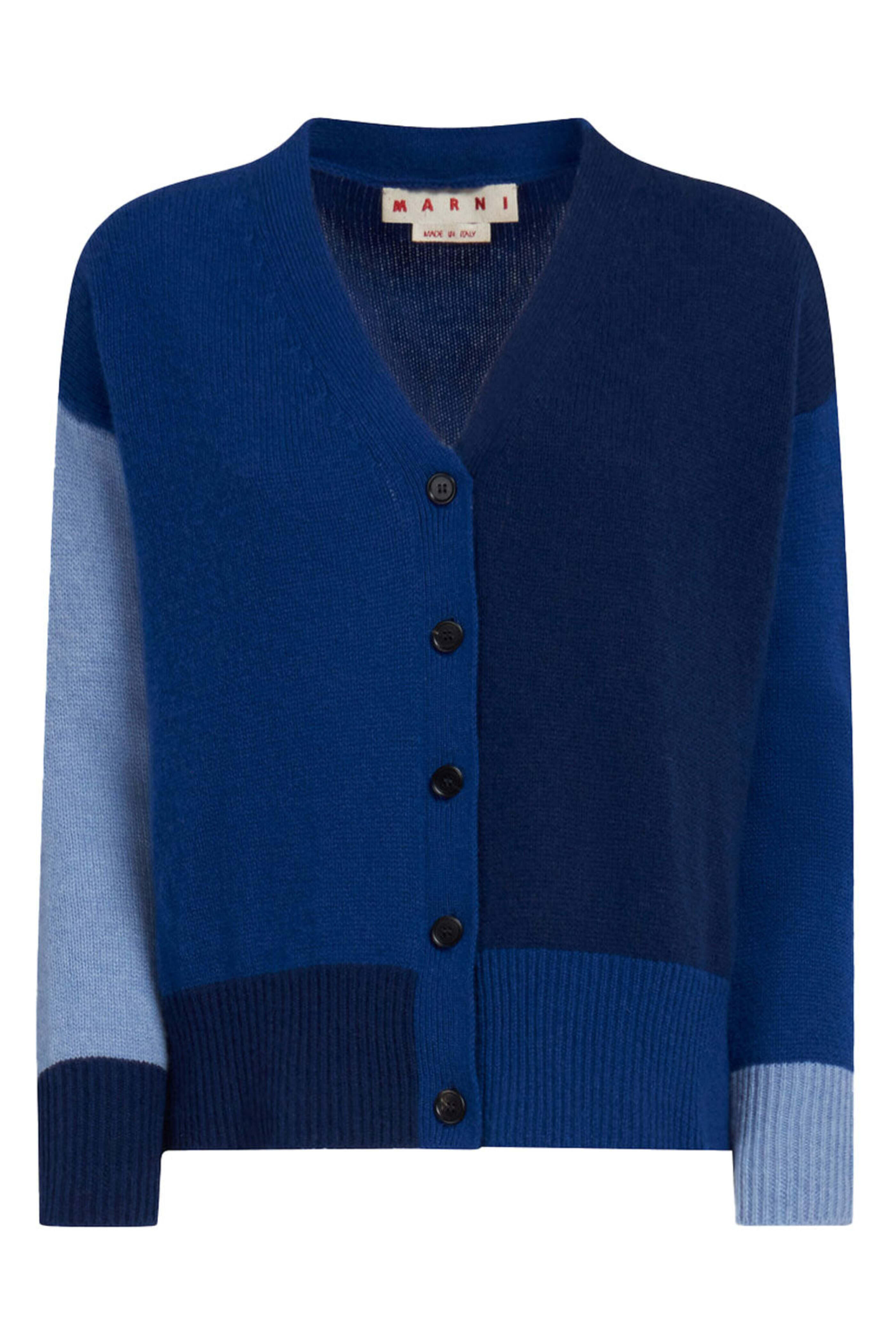 Marni - Ocean Colorblock Cashmere Asymmetrical Cardigan - view 1