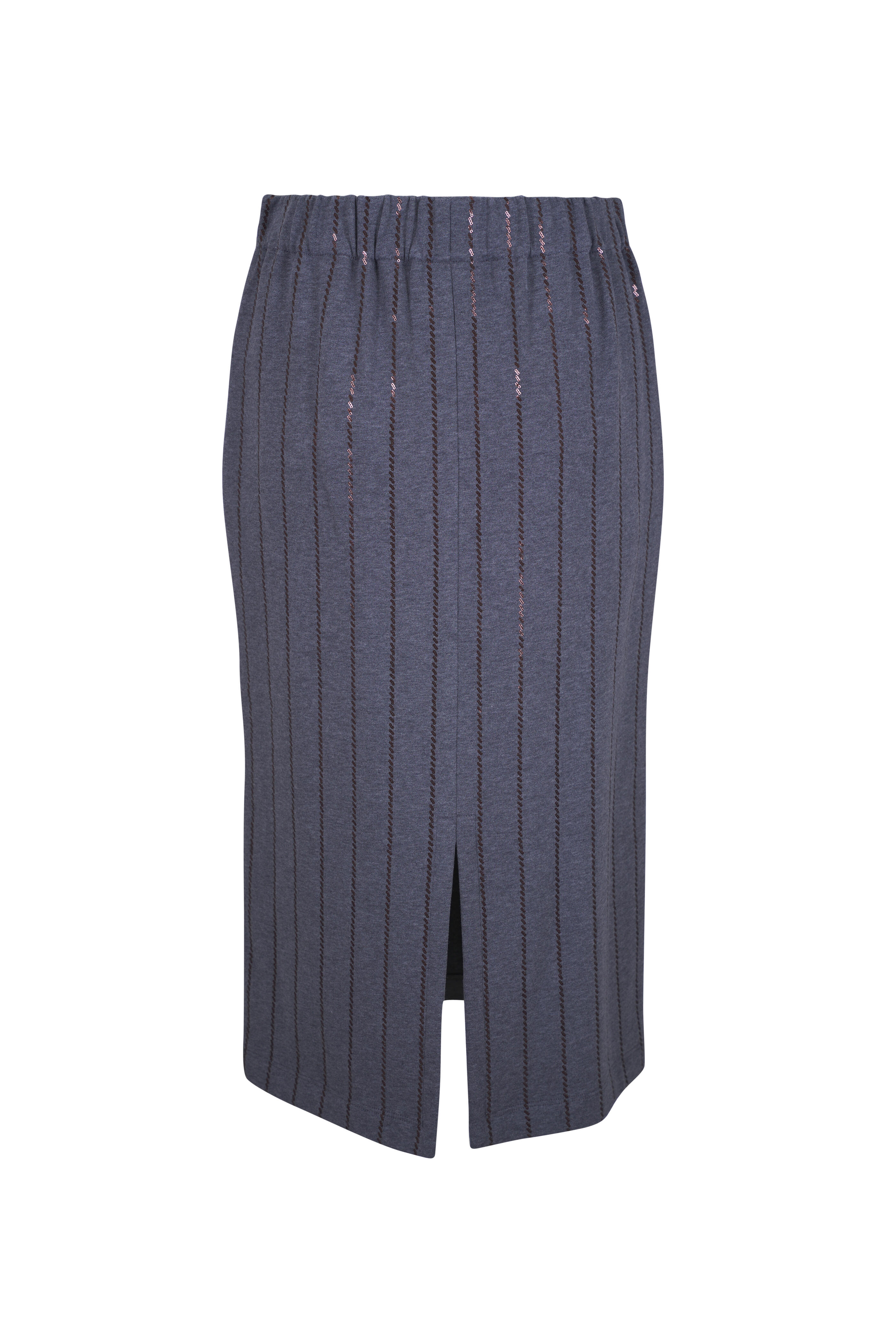 Brunello Cucinelli - Gray Stripe Cotton Fleece Skirt