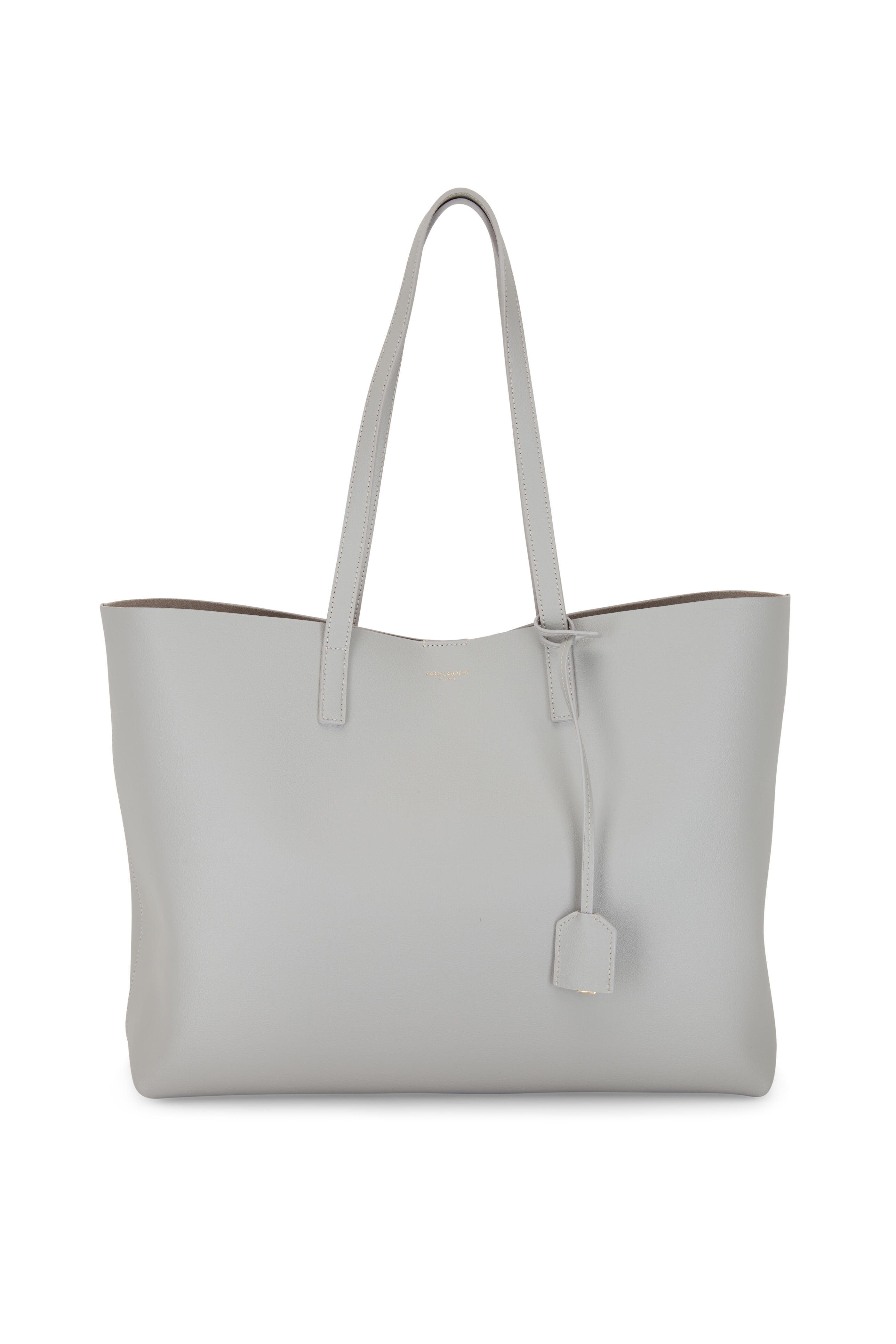 Saint Laurent Light Gray Leather Large Shopper Tote