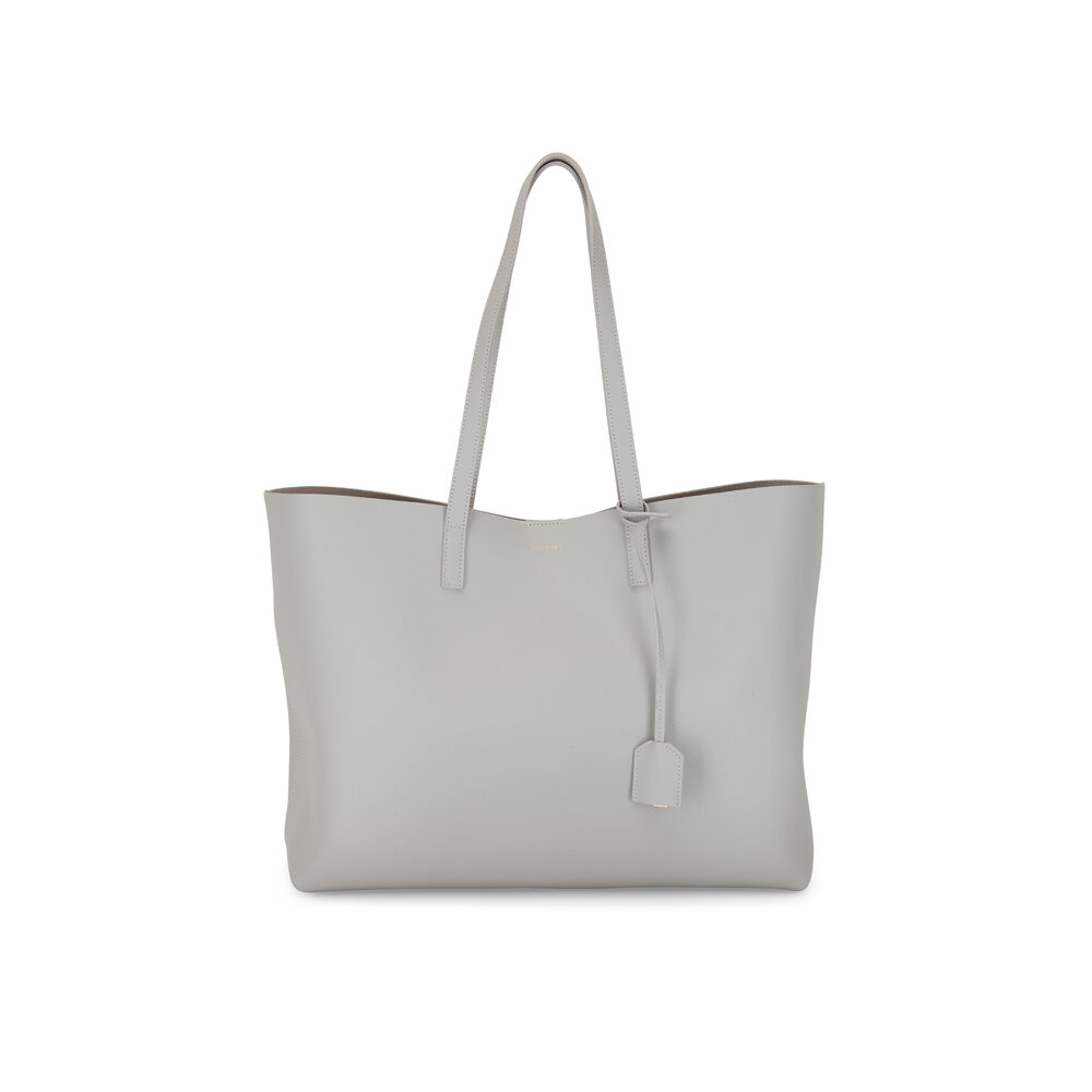 Saint Laurent - Light Gray Leather Large Shopper Tote