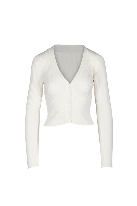 Simkhai Ailany Ivory Shrunken Ribbed Cardigan