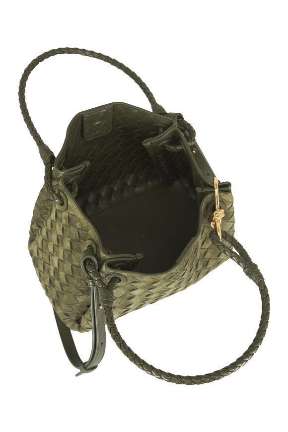 Bottega Veneta Parachute Green Tweed Suede Satchel - view 4