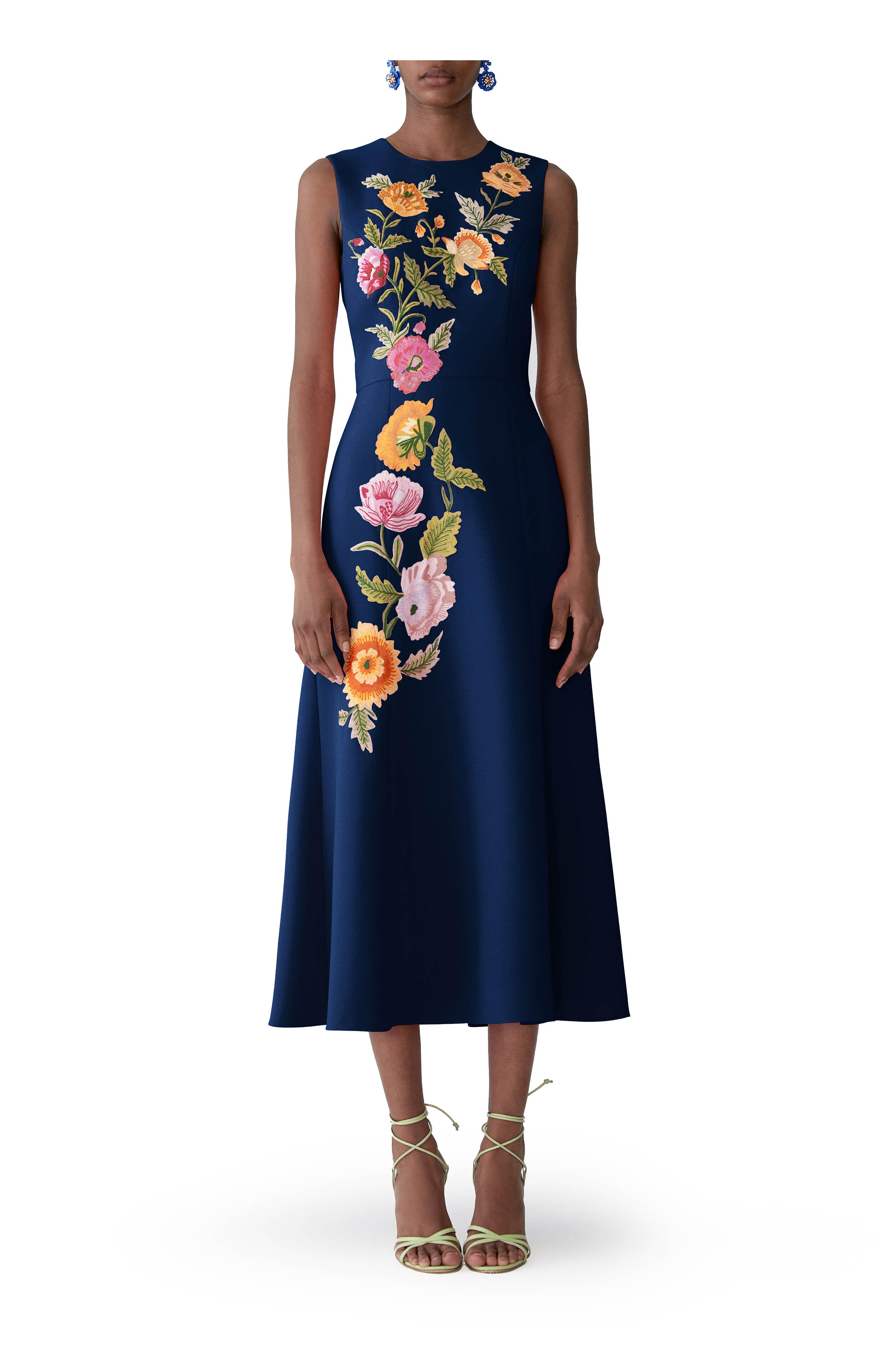 Carolina Herrera - Midnight Multi Embroidered Floral Midi Dress - view 2