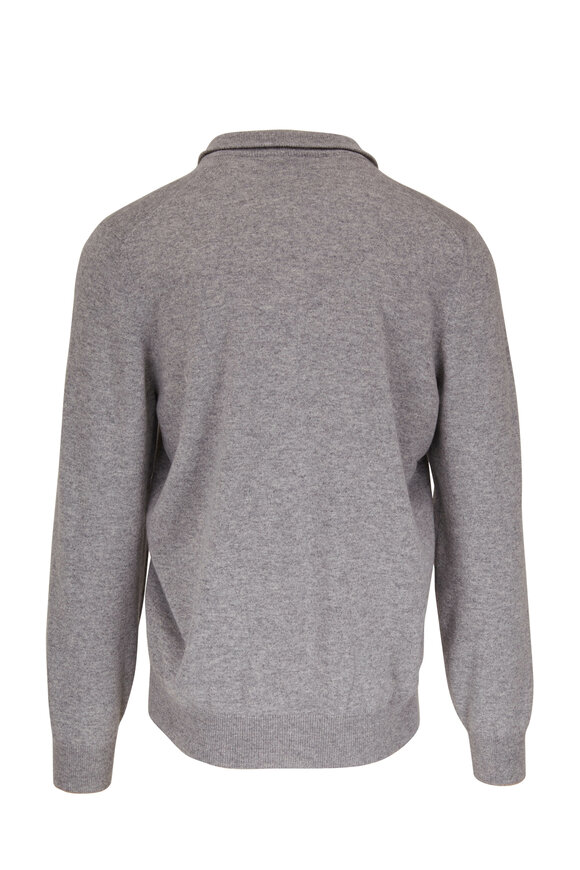 Brunello Cucinelli - Solid Gray Cashmere Zip Cardigan 