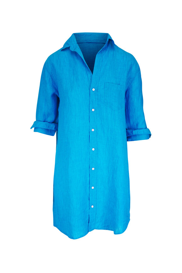 Frank & Eileen Classic Turquoise Linen Shirtdress - view 1