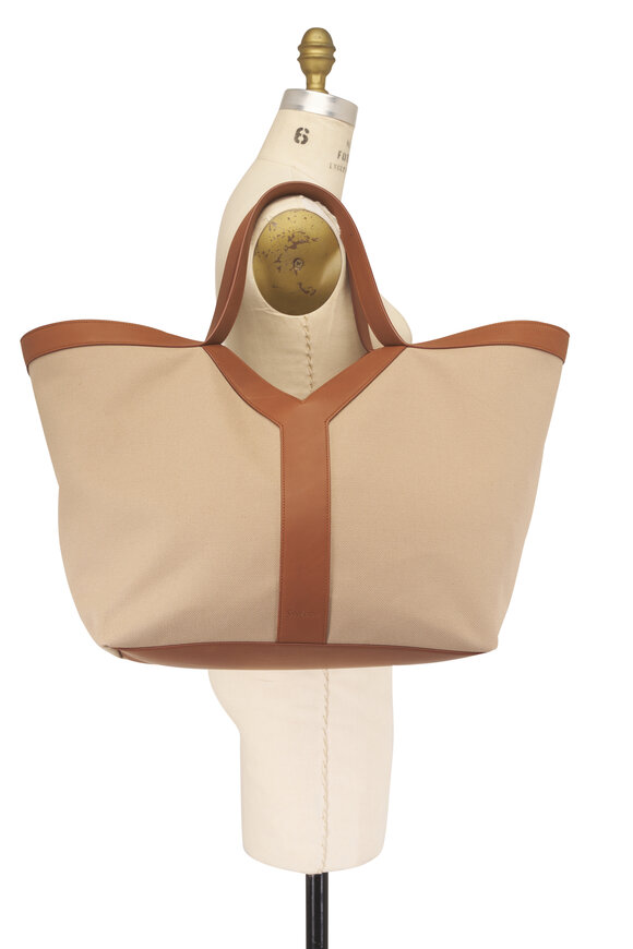 Saint Laurent Y Bicolor Sienna Canvas & Leather Tote - view 7