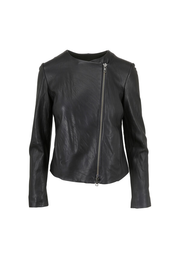 Vince - Black Lambskin Leather Moto Jacket