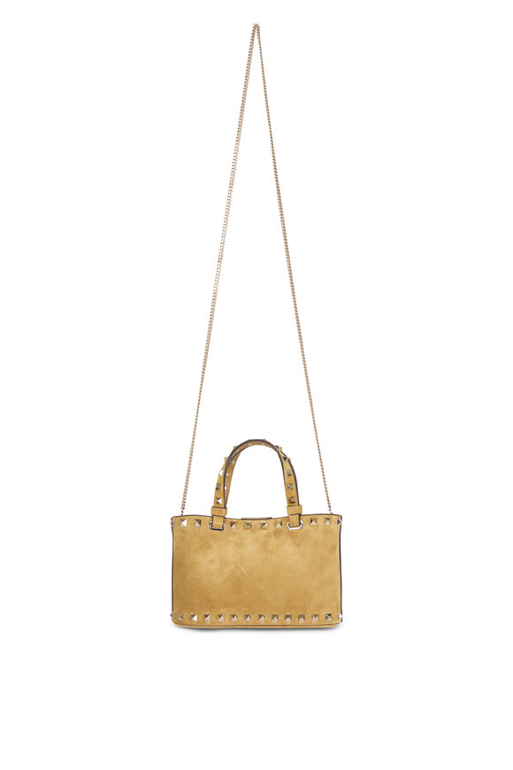 Valentino Garavani Mini Rockstud Havana Beige Suede Top Handle Bag - view 3
