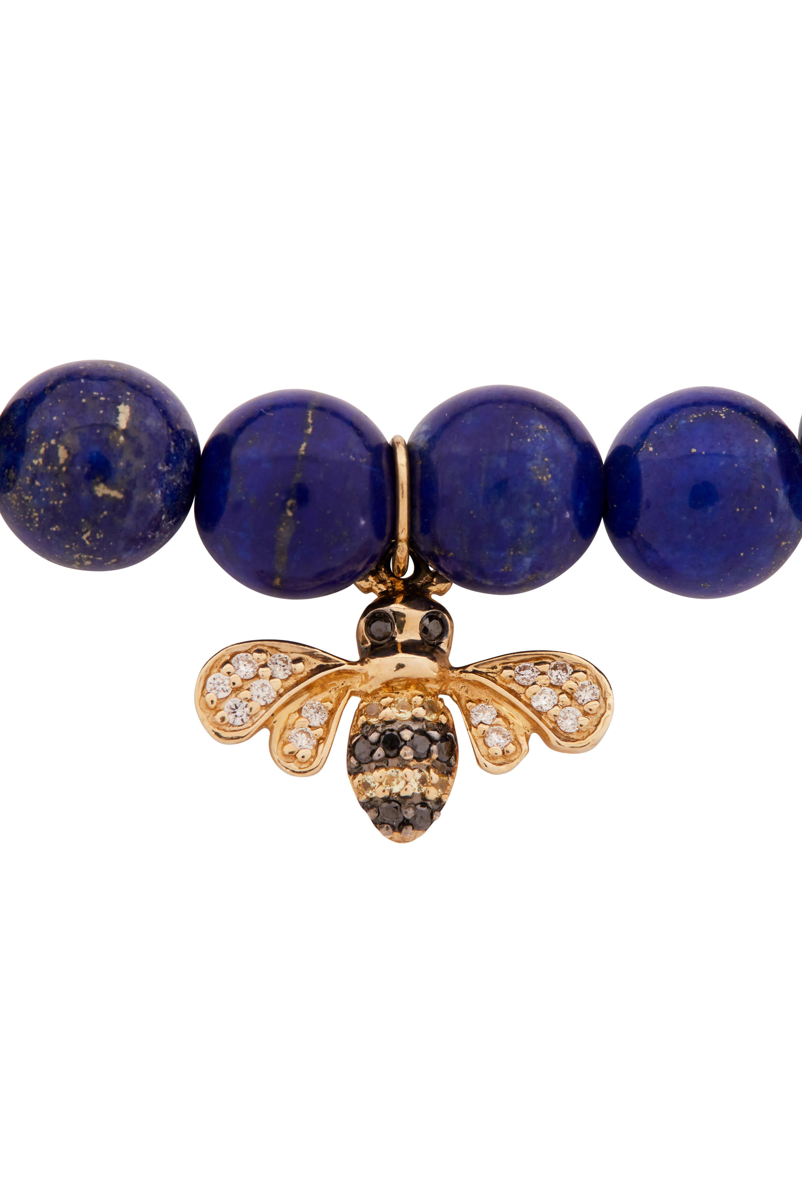 Sydney Evan - Bee Charm Lapis Bead Bracelet