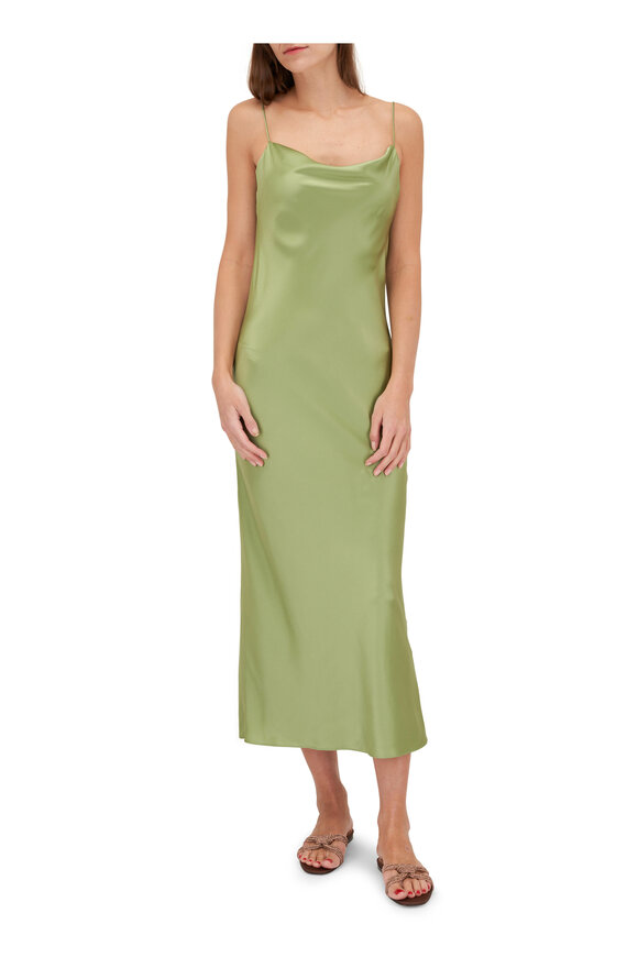 Dorothee Schumacher - Shiny Statement Green Silk Maxi Dress 