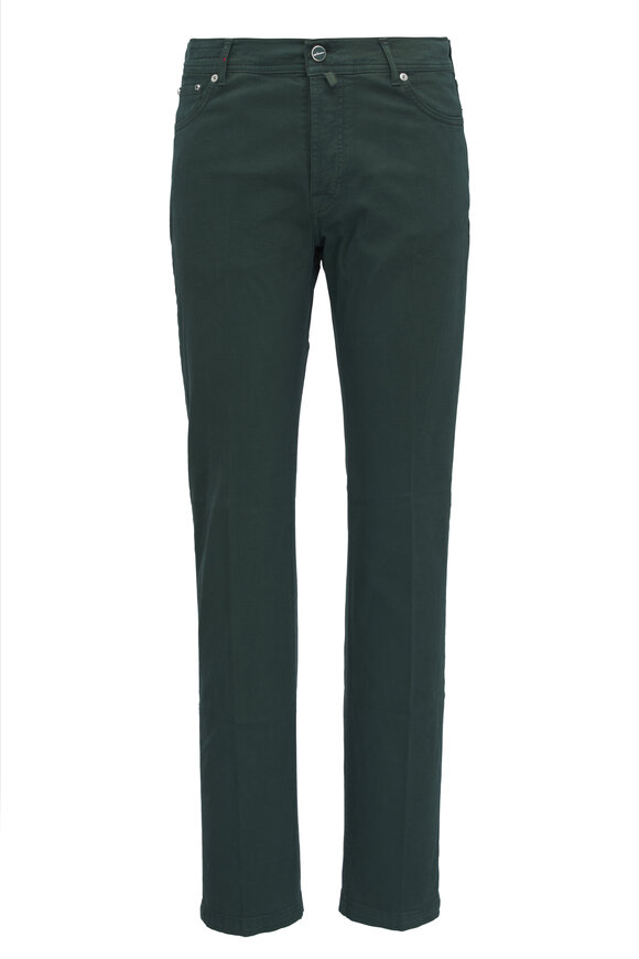 Kiton - Green Cotton & Cashmere Five Pocket Pant