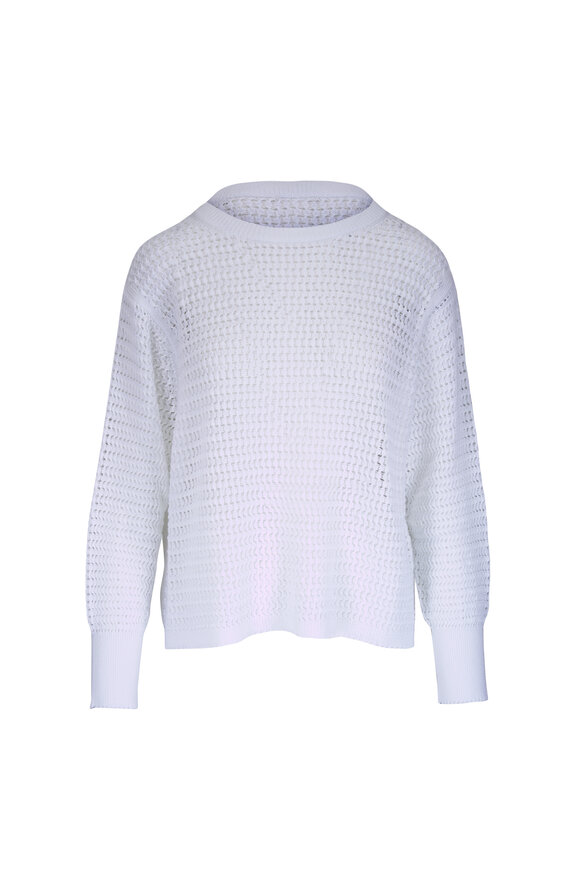 Lafayette 148 New York White Cotton Rope Fine Open Knit Sweater - view 1