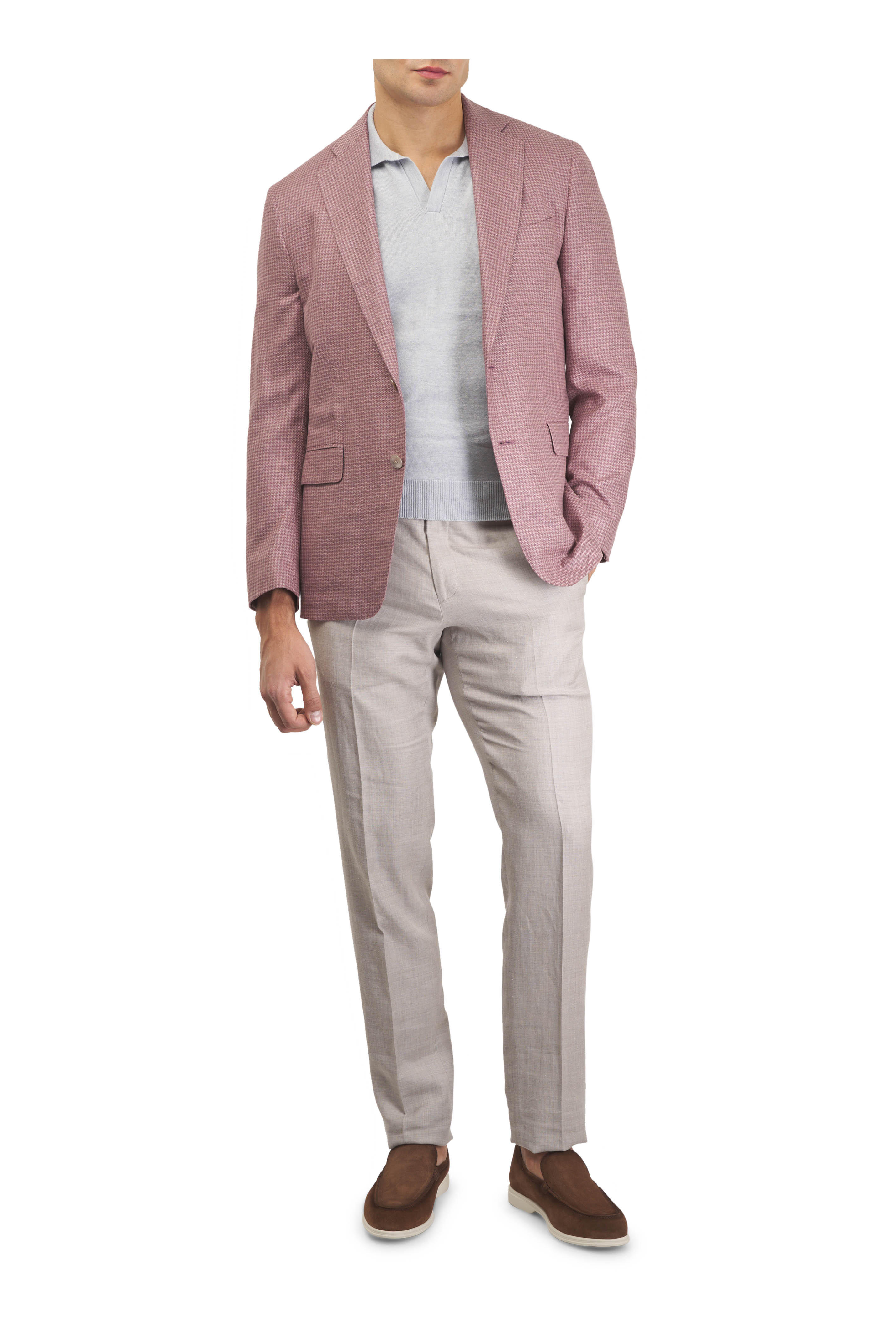 Atelier Munro - Light Gray Cotton & Cashmere Polo