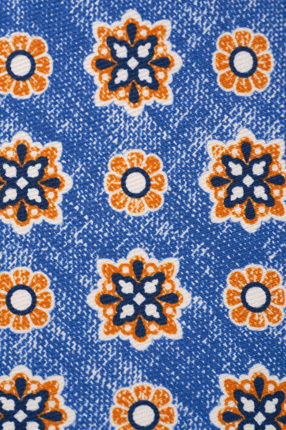 Kiton - Blue & Orange Medallion Silk Necktie