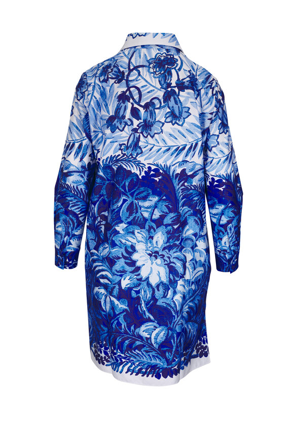 Rani Arabella Blue Corsica Print Classic Cotton Shirtdress - view 2