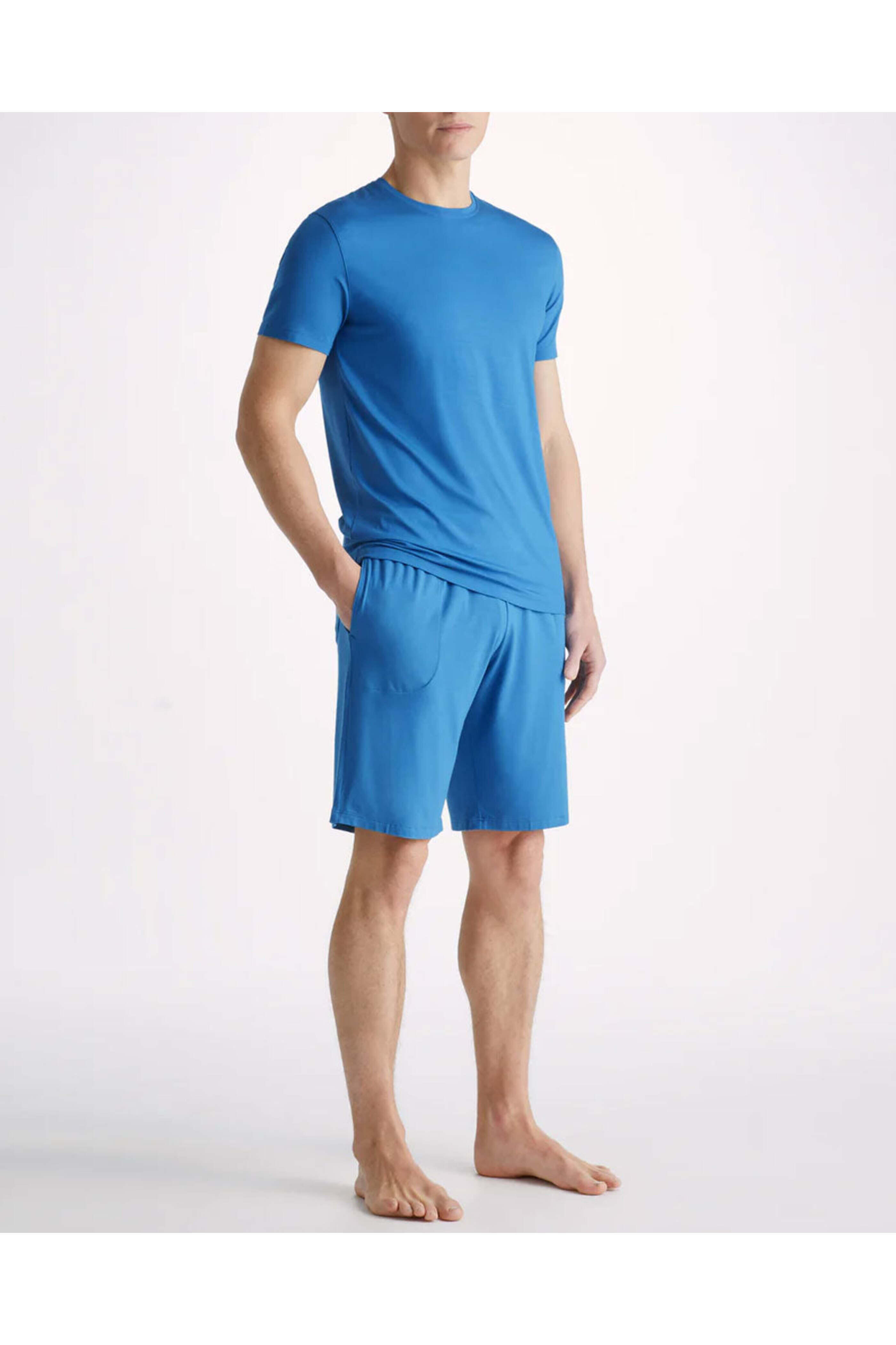 Derek Rose - Ocean Blue Micro Modal Stretch Lounge Short