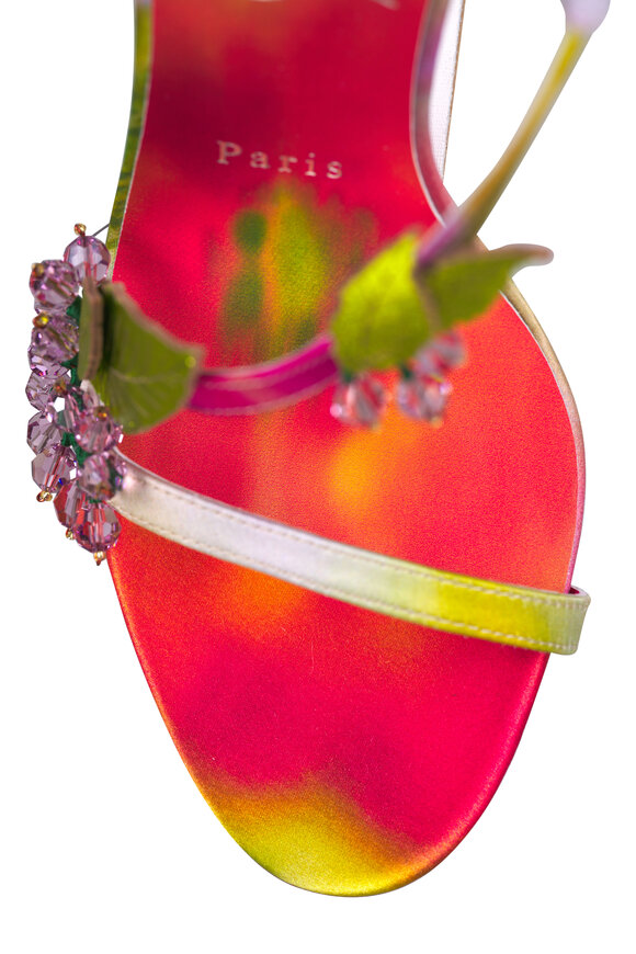 Christian Louboutin Rosa Fruit Embellished Satin Sandal, 100mm - view 4